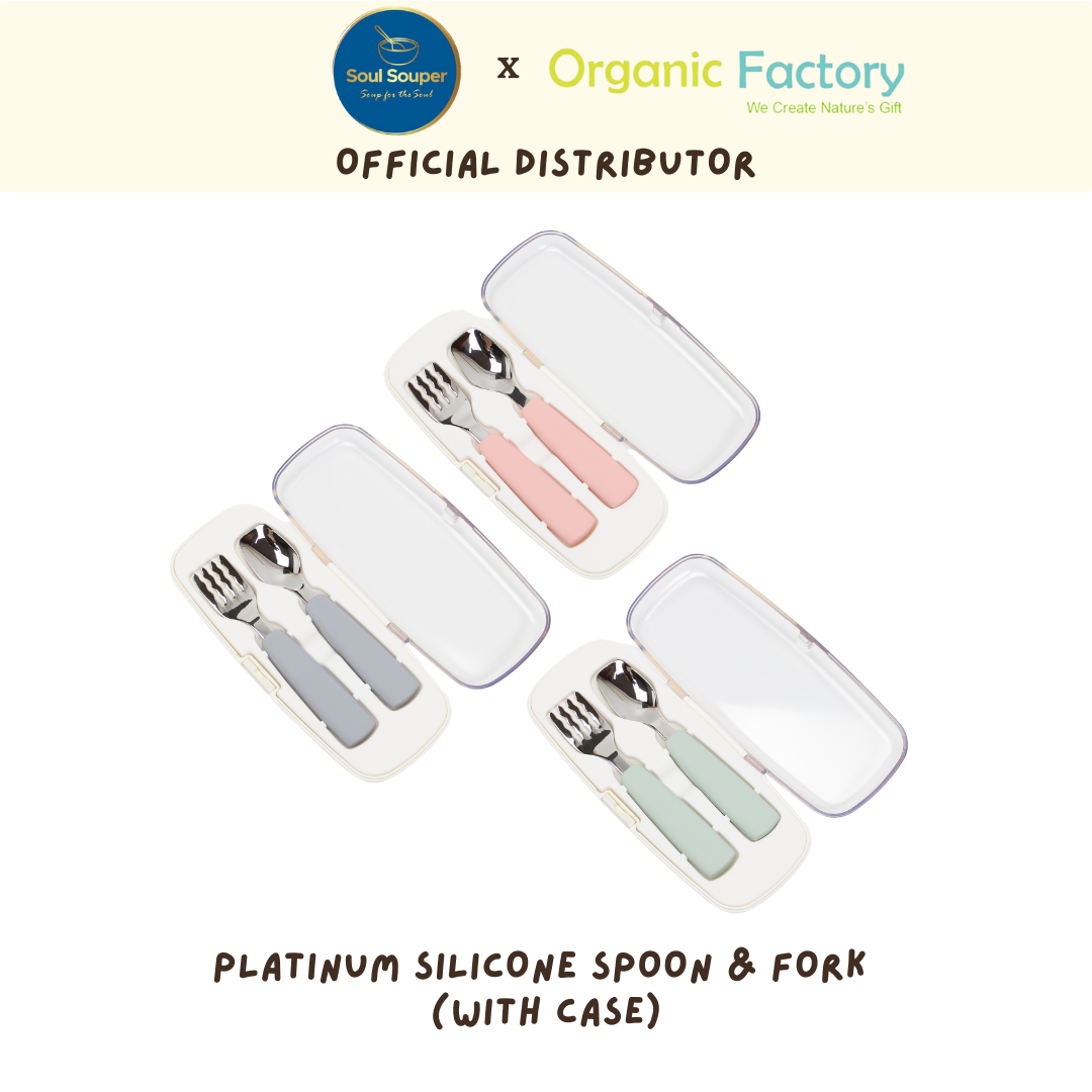 Organic Factory Korea Platinum Silicone Spoon&Fork (with case)