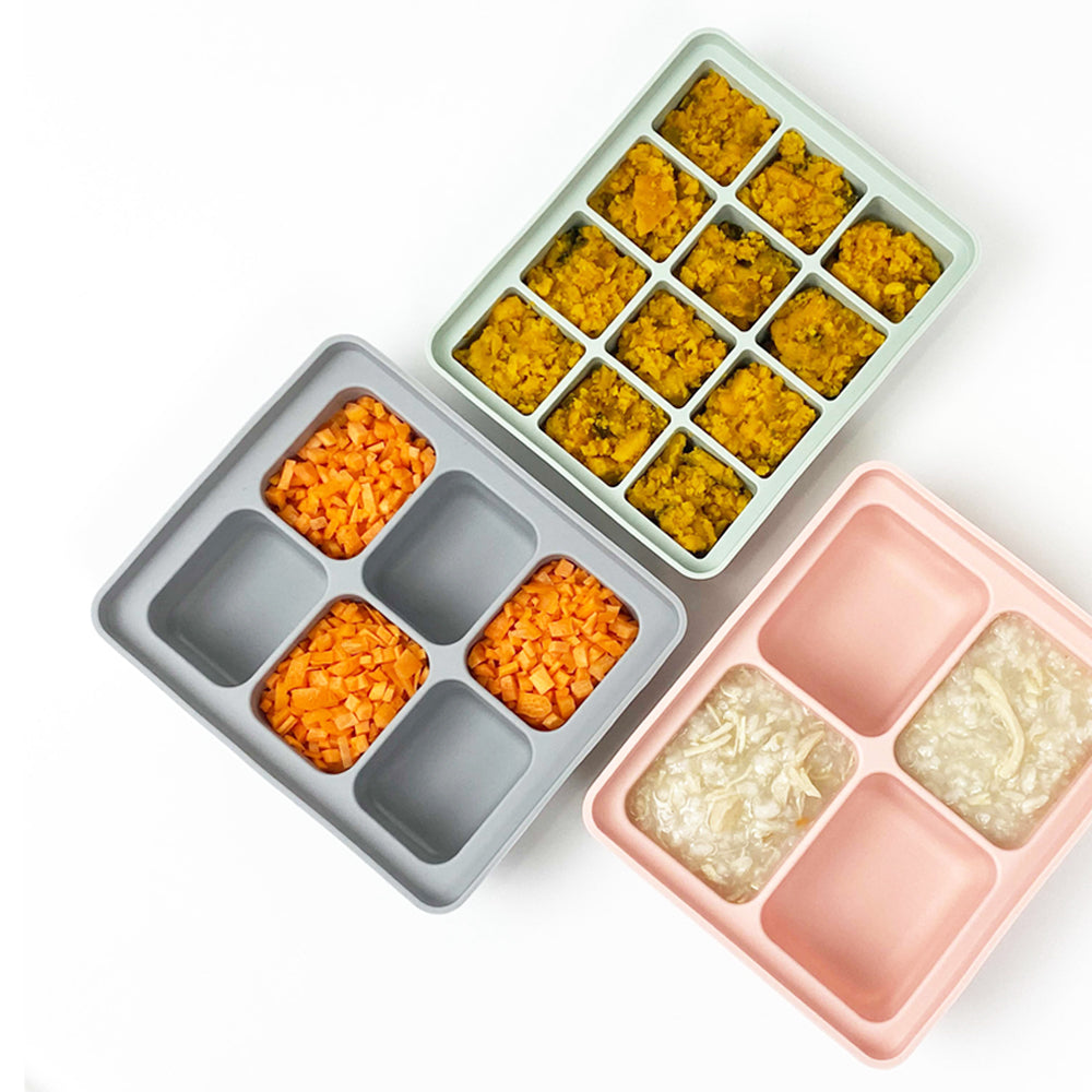 Organic Factory Korea Platinum Silicone  Baby Food Cube with Cover (4pcs, 6pcs, 12pcs)